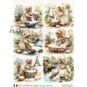 A4 Carte Italiano 927 Little Wash Day Mice - Decoupage Central