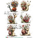 A4 Carte Italiano 989 Blooming Snail Parade - Decoupage Central