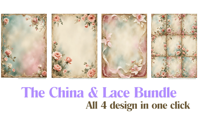 A4 China & Lace Rice Paper Bundle. 4 designs in one click - Decoupage Central