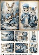 A4 Christmas Bunny Multi AB Studios 2496 - Decoupage Central