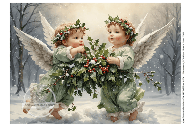 A4 Christmas Cherubs Solo DC488 - Decoupage Central
