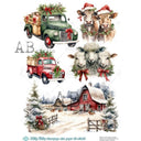 A4 Christmas Farm FriendsMilky Valley Rice Paper ID 1310 - Decoupage Central