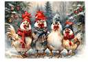 A4 Christmas Hens Rice Paper DC501 - Decoupage Central