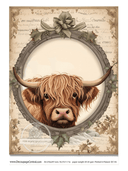 A4 Christmas Highland Cow Rice Paper DC135 - Decoupage Central