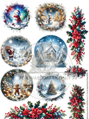 A4 Christmas Magic Circles Rice Paper DC864 - Decoupage Central