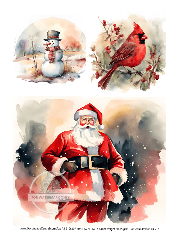 A4 Christmas Mix and Santa Rice Paper DC216 - Decoupage Central