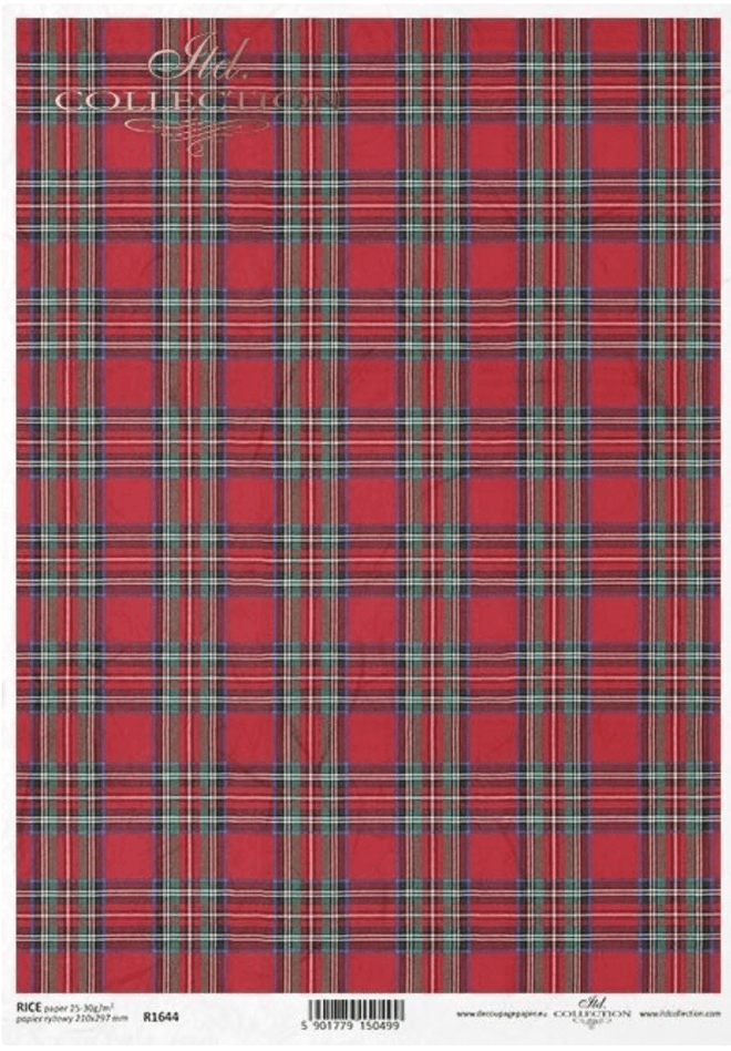A4 Christmas Plaid Design Background From ITD R1644 - Decoupage Central