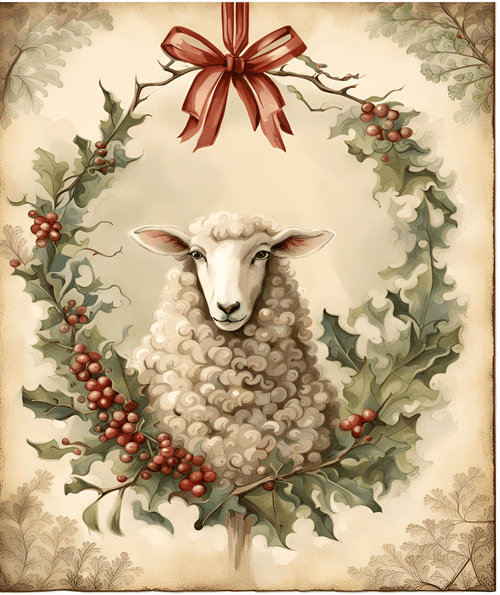 A4 Christmas Sheep Trio Rice Paper DC120 - Decoupage Central