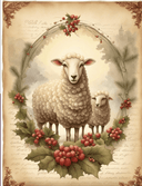 A4 Christmas Sheep Trio Rice Paper DC120 - Decoupage Central