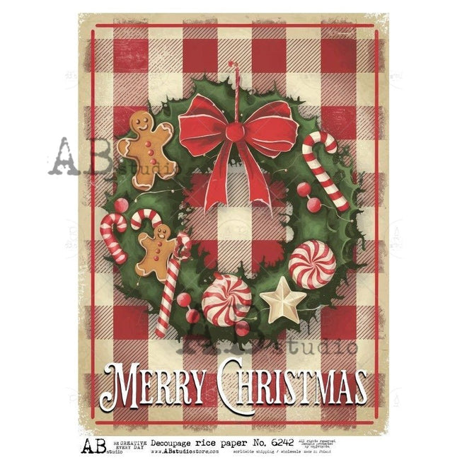 A4 Christmas Sign Gingerbread Wreath AB Studios 6242 - Decoupage Central