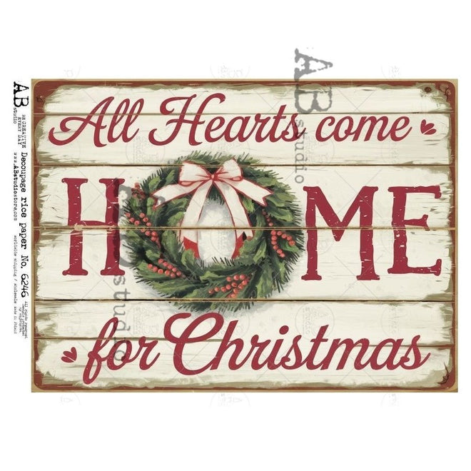 A4 Christmas Sign Home Wreath AB Studios 6246 - Decoupage Central