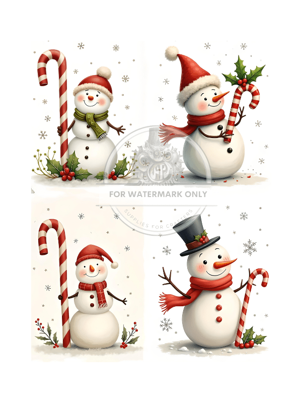 A4 Christmas Snowmen Paper DC558 - Decoupage Central