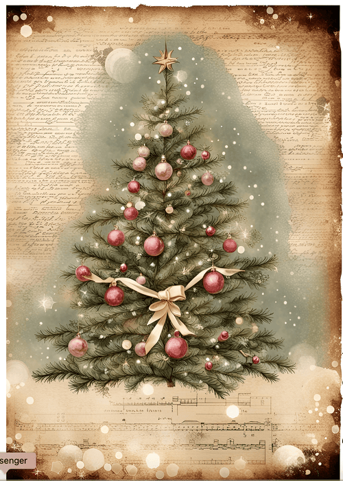 A4 Christmas Tree Rice Paper DC124 - Decoupage Central
