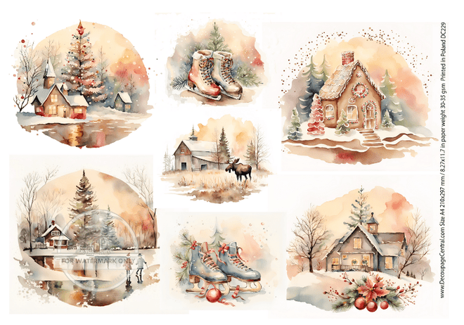 A4 Christmas Whimsy Rice Paper DC229 - Decoupage Central