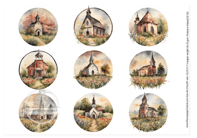 A4 Church Circles Rice Paper DC192 - Decoupage Central