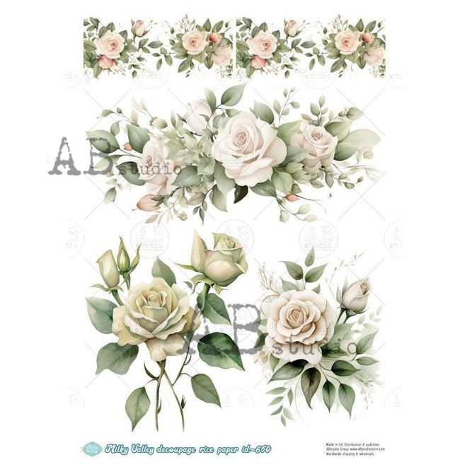 A4 Classic Cream Rose Milky Valley ID6650 - Decoupage Central