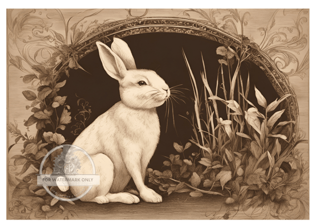 A4 Classic Sepia Hare Rice Paper DC184 - Decoupage Central