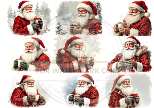 A4 Cocoa With Santa Rice Paper DC814 - Decoupage Central