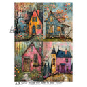 A4 Colorful Cottage Rice Paper for Decoupage AB Studios 6063 - Decoupage Central