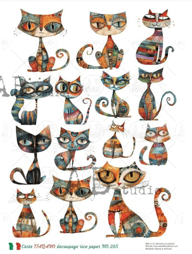 A4 Cool Cats Carte Italiano 265 - Decoupage Central