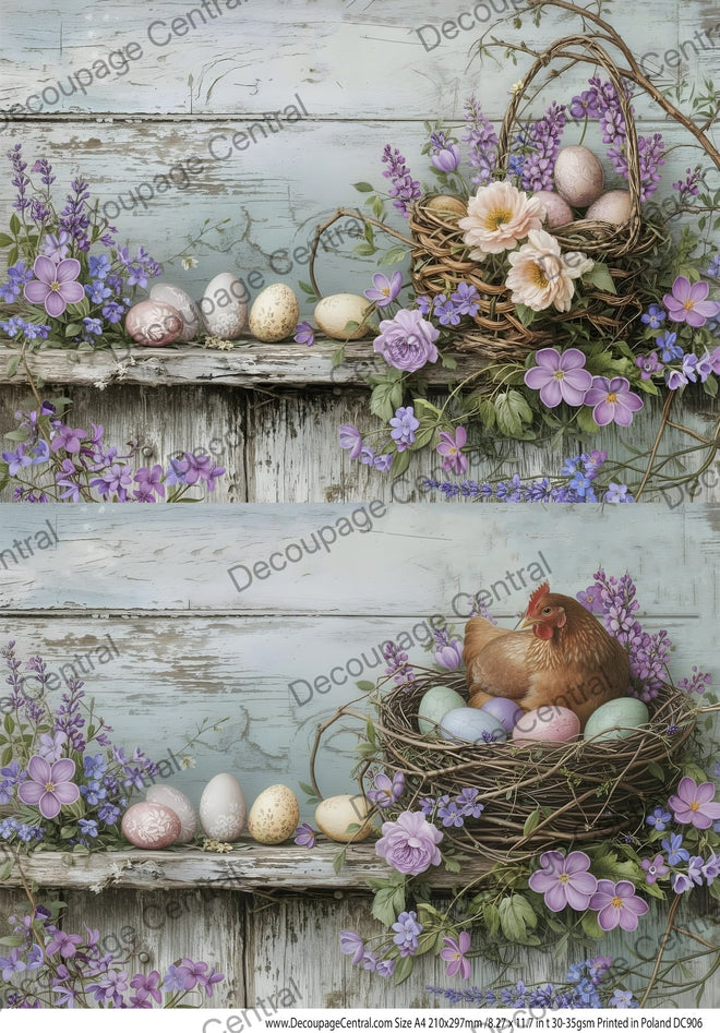 A4 Cottage Egg Basket in Bloom Duo Rice Paper DC906 - Decoupage Central