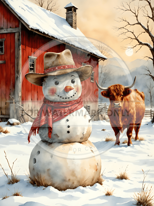 A4 Cowboy Snowman Rice Paper DC591 - Decoupage Central