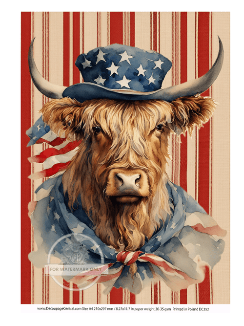 A4 Cows and Stripes Rice Paper DC352 - Decoupage Central