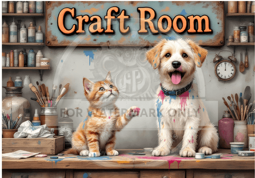 A4 Craft Room Crew Rice Paper DC720 - Decoupage Central