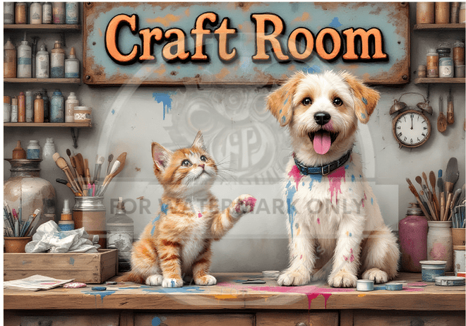 A4 Craft Room Crew Rice Paper DC720 - Decoupage Central