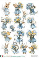 A4 Cute Spring Animals Multi Carte Italiano 264 - Decoupage Central