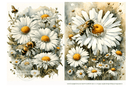 A4 Daisies and Bees Duo Rice Paper DC513 - Decoupage Central