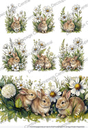 A4 Daisy Meadow Bunnies Rice Paper DC935 - Decoupage Central