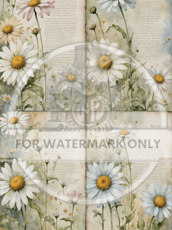 A4 Daisy Quad Rice Paper DC685 - Decoupage Central