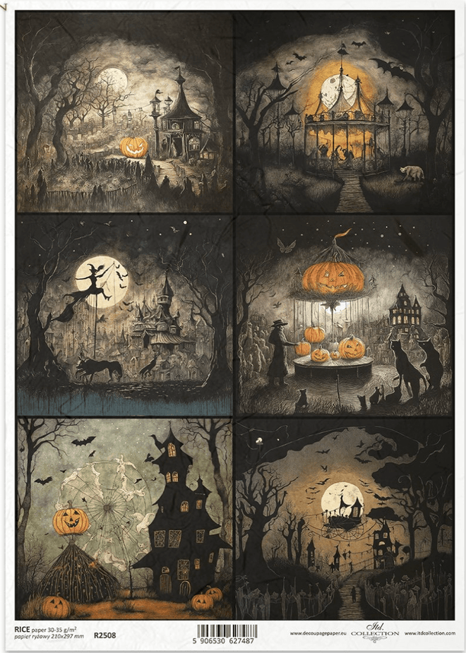 A4 Dark Halloween Multi Decoupage Paper R2508 - Decoupage Central