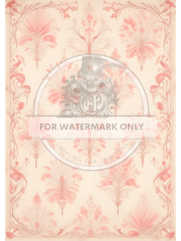 A4 DC760 Blush Plume Panel Rice Paper - Decoupage Central