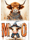 A4 DC761 Highland Pumpkin & Moo Witch Rice Paper - Decoupage Central