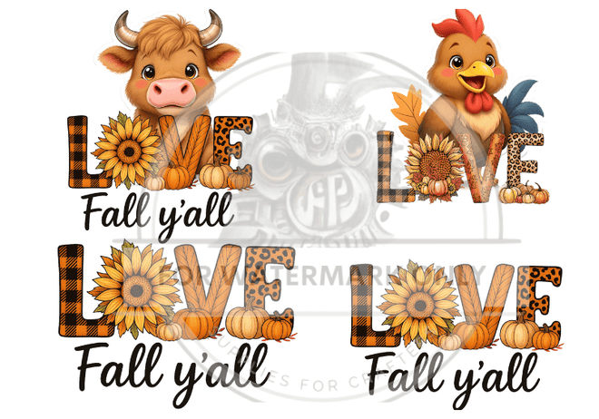 A4 DC852 Fall Ya'll Love Collection Rice Paper - Decoupage Central