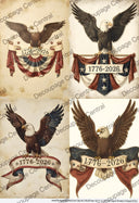 A4 DC952 Liberty Jubilee Eagles (1776–2026) Rice Paper - Decoupage Central