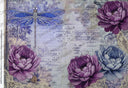 A4 DC955 Violet Wings & Peonies Rice Paper for decoupage - Decoupage Central