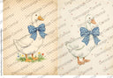 A4 DC958 Blue Bow Geese Rice Paper for decoupage - Decoupage Central