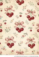 A4 DC968 Cherries & Pink Bows Rice Paper for decoupage - Decoupage Central