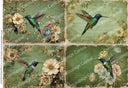 A4 DC974 Jewel Tone Hummingbird Quartet Rice Paper for decoupage - Decoupage Central