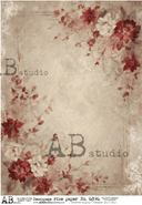 A4 Deep Red Flower Wallpaper Rice Paper Background AB Studios 6396 - Decoupage Central