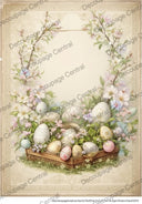 A4 Easter Basket Bloom Frame Rice Paper DC920 - Decoupage Central