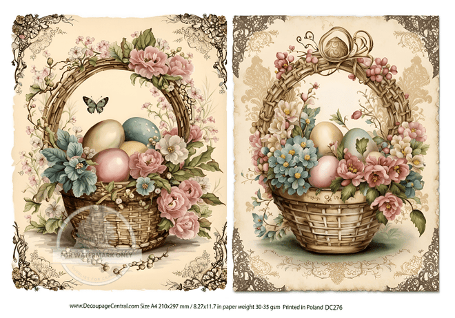 A4 Easter Baskets Rice Paper DC 276 - Decoupage Central