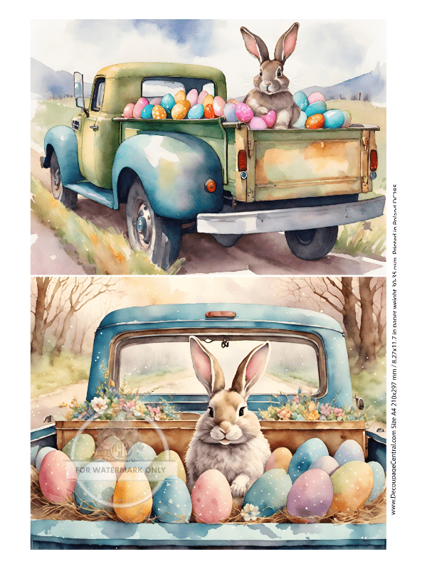 A4 Easter Delivery Duo Rice Paper DC 285 - Decoupage Central