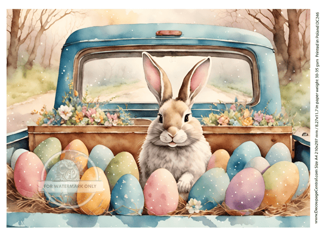 A4 Easter Delivery Rice Paper DC246 - Decoupage Central