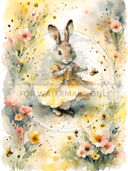 A4 Easter Dress Bunny Rice Paper DC616 - Decoupage Central