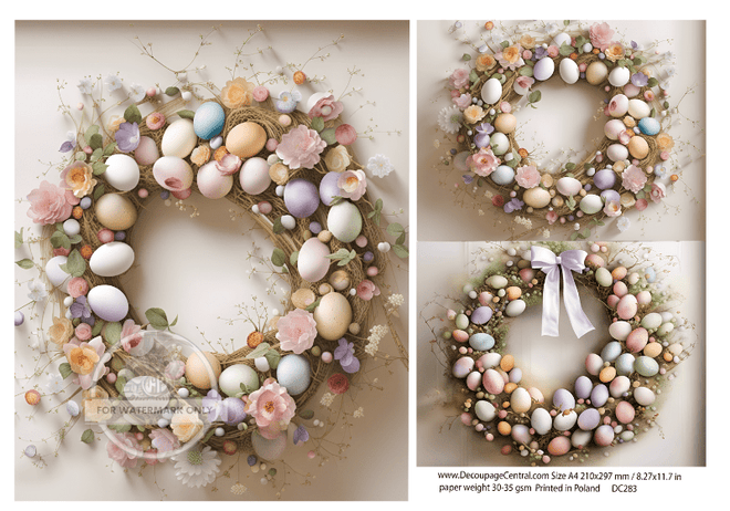 A4 Easter Egg Wreath Rice Paper DC 283 - Decoupage Central