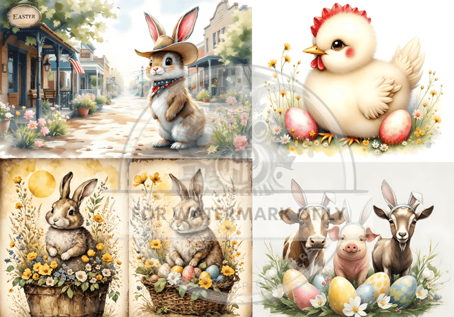 A4 Easter Mix Multi Rice Paper DC638 - Decoupage Central